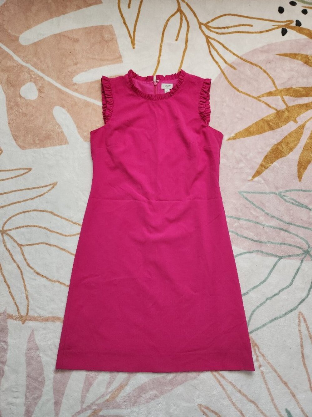 J. Crew Size 4 Pink Sheath Mini Ruffled Detail Dress